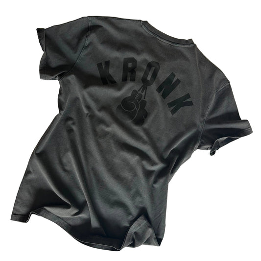 KRONK Faded G Loose Fit Vintage Wash T Shirt Charcoal