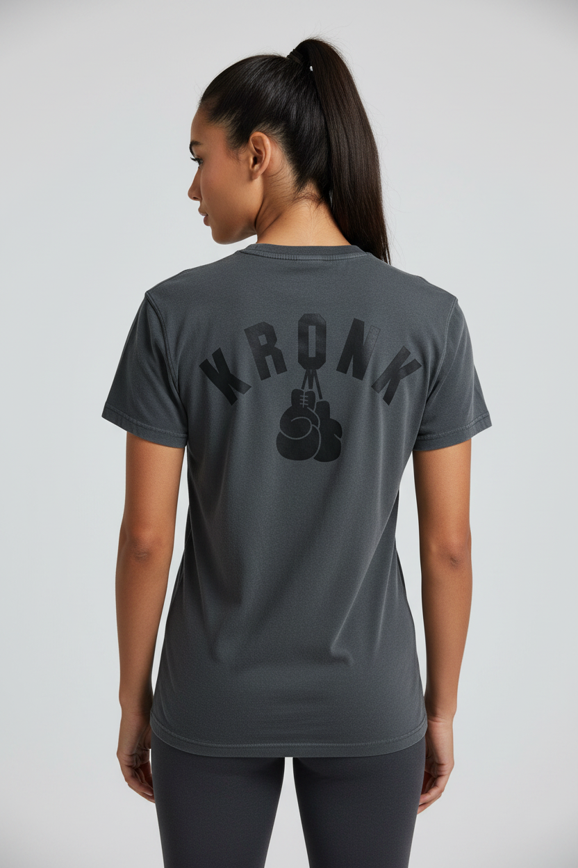 KRONKWOMEN Faded G Loose Fit Vintage Wash T Shirt Charcoal