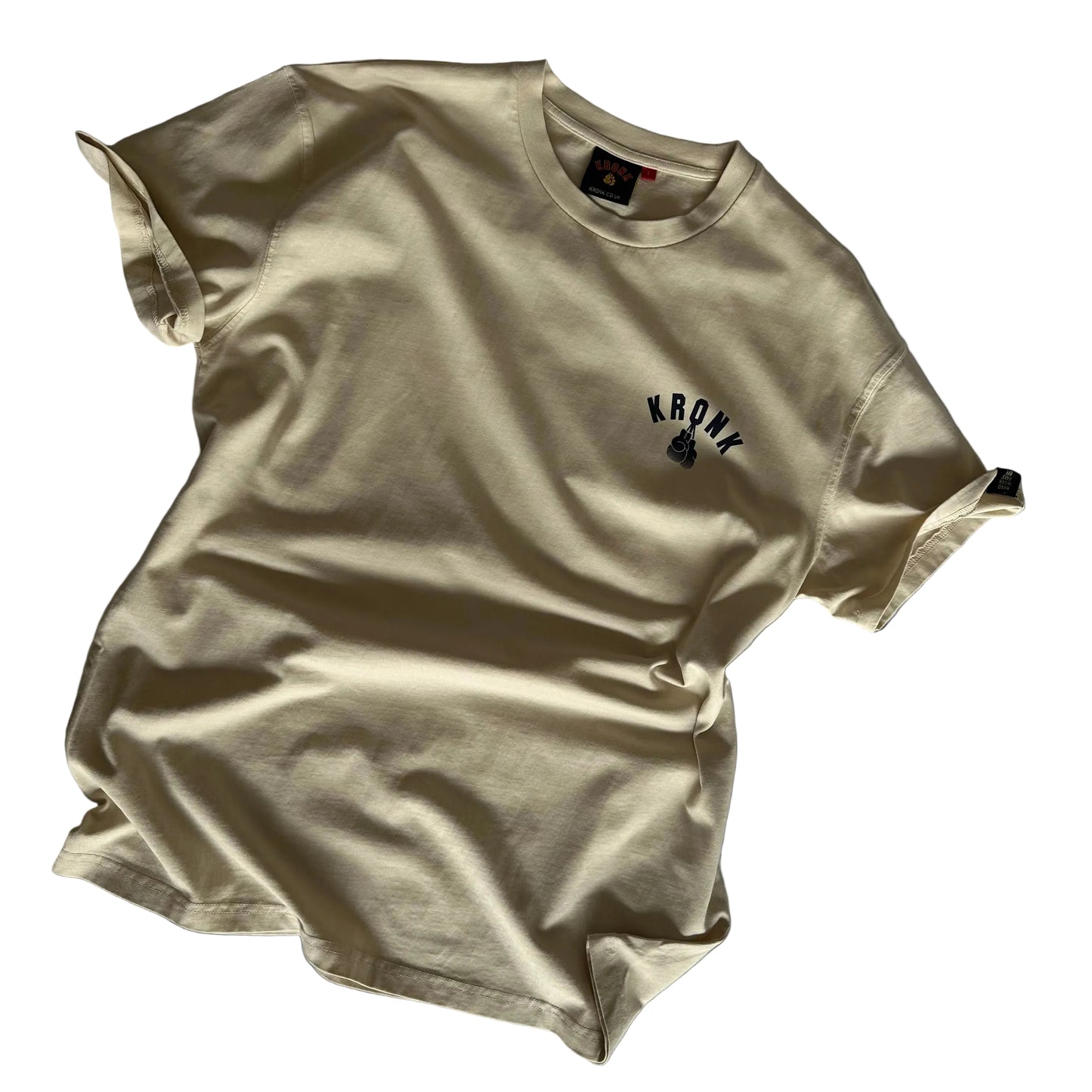 KRONK Faded G Loose Fit Vintage Wash T Shirt Cream