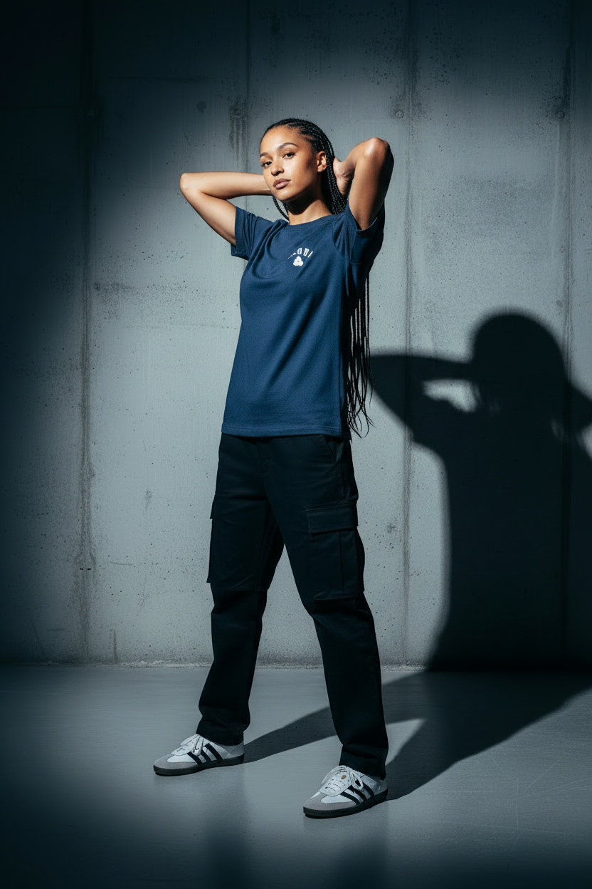 KRONKWOMEN Faded G Loose Fit Vintage Wash T Shirt Navy