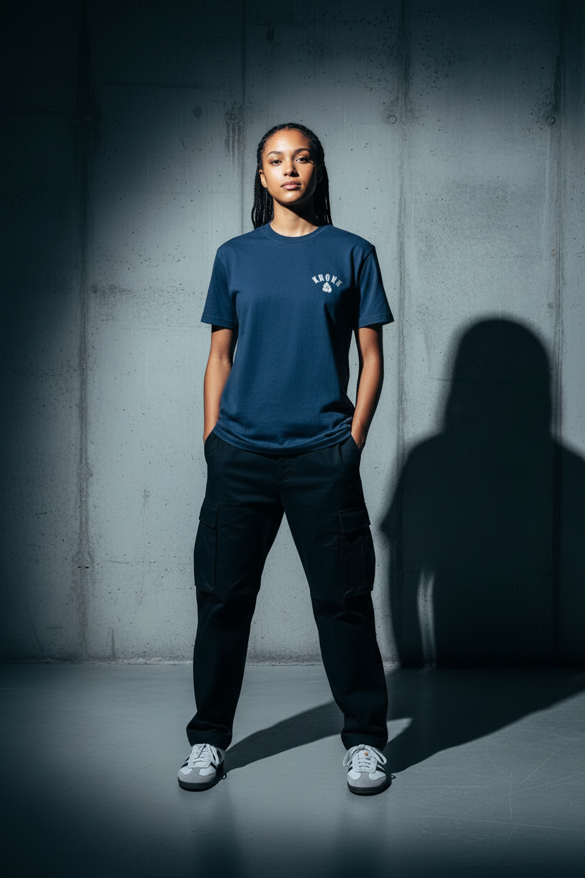 KRONKWOMEN Faded G Loose Fit Vintage Wash T Shirt Navy