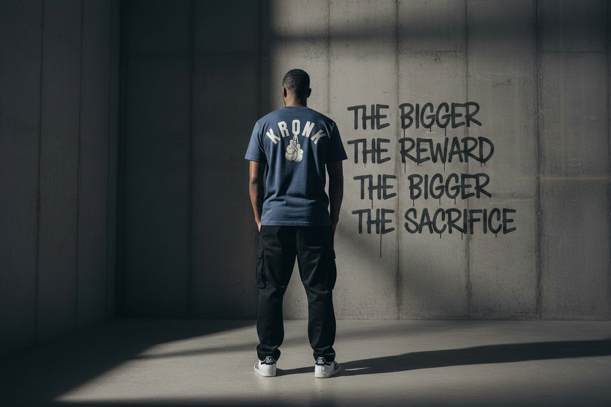 KRONK Faded G Loose Fit Vintage Wash T Shirt Navy
