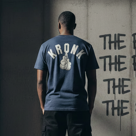 KRONK Faded G Loose Fit Vintage Wash T Shirt Navy