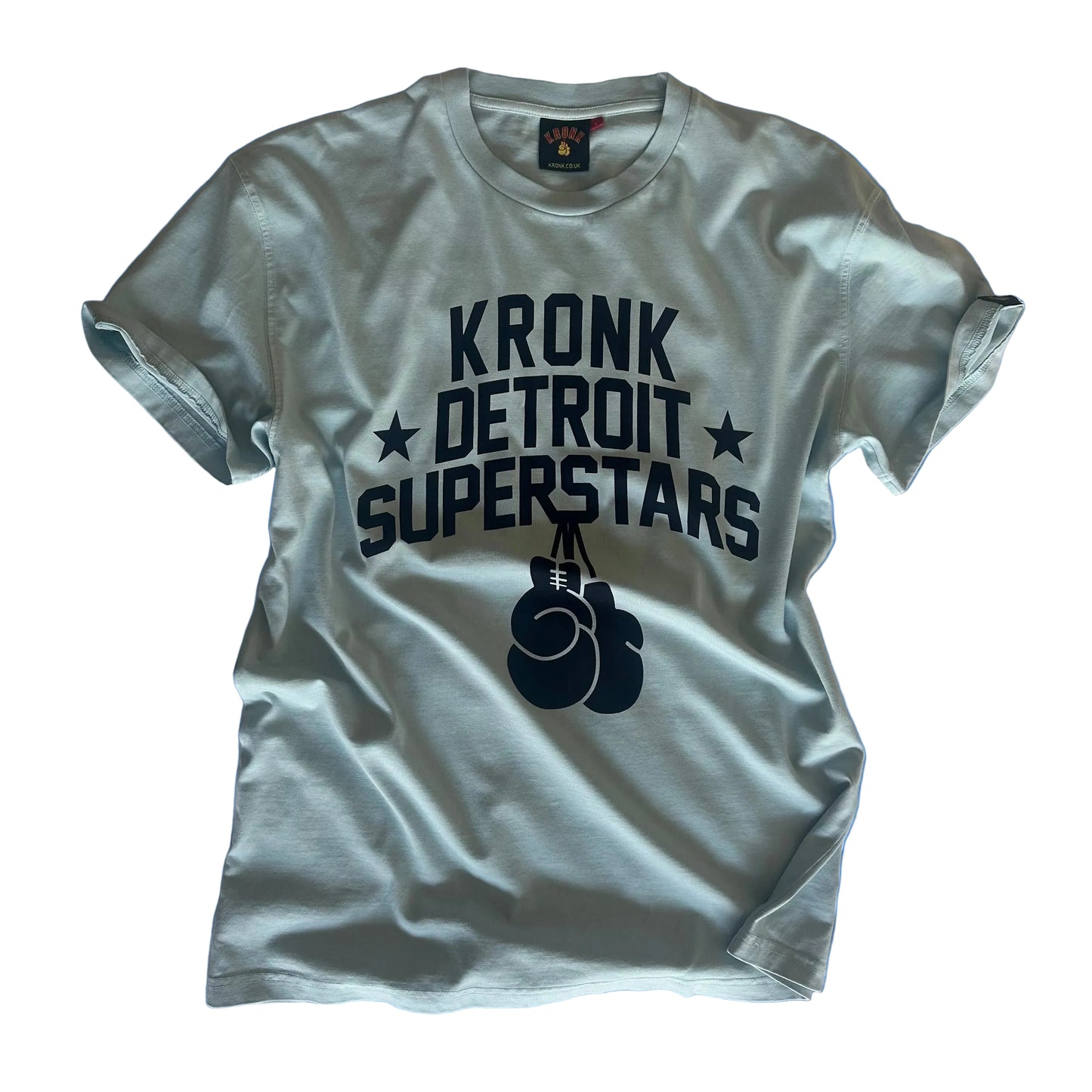 KRONK Detroit Superstars Loose Fit Vintage Wash T Shirt Pale Blue