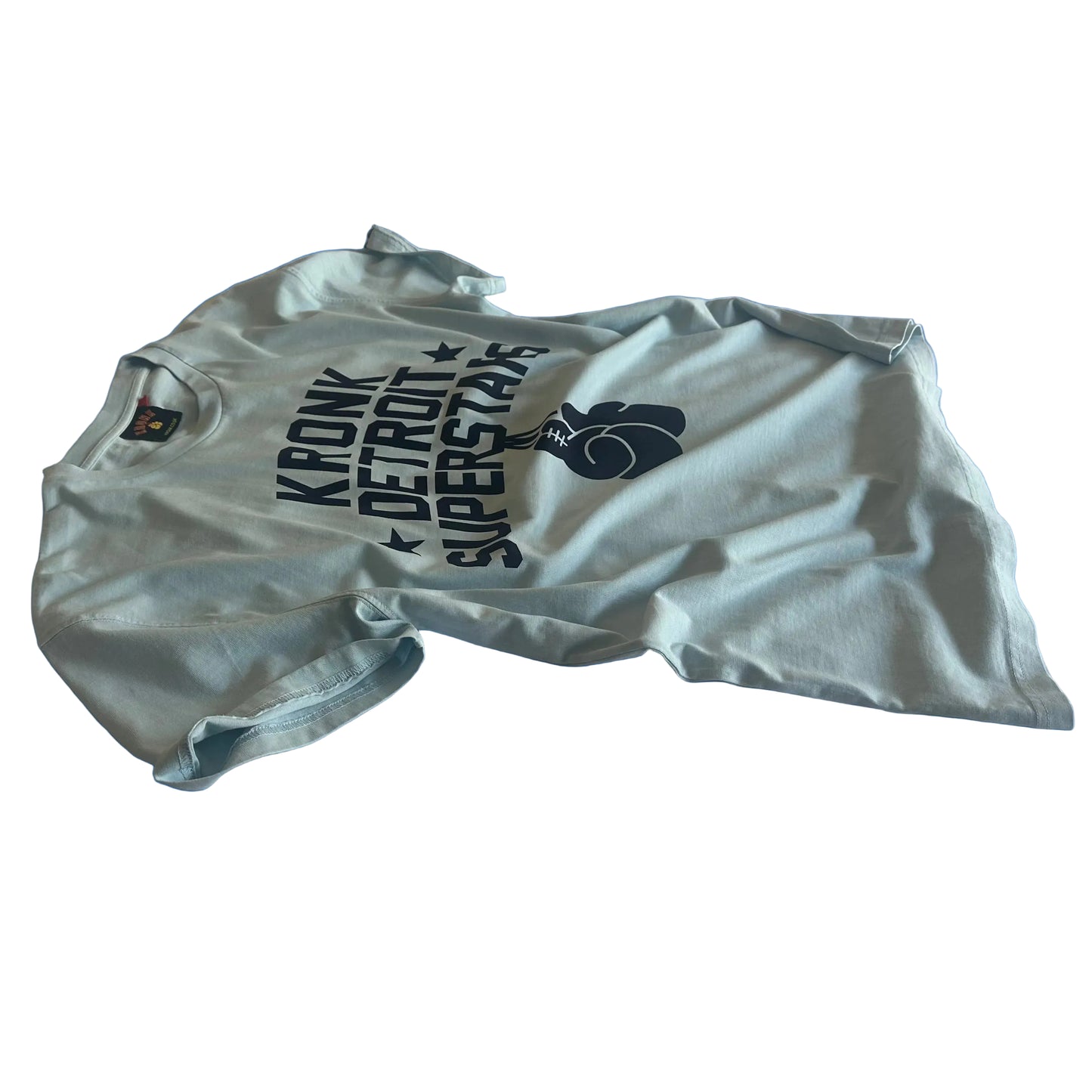 KRONK Detroit Superstars Loose Fit Vintage Wash T Shirt Pale Blue