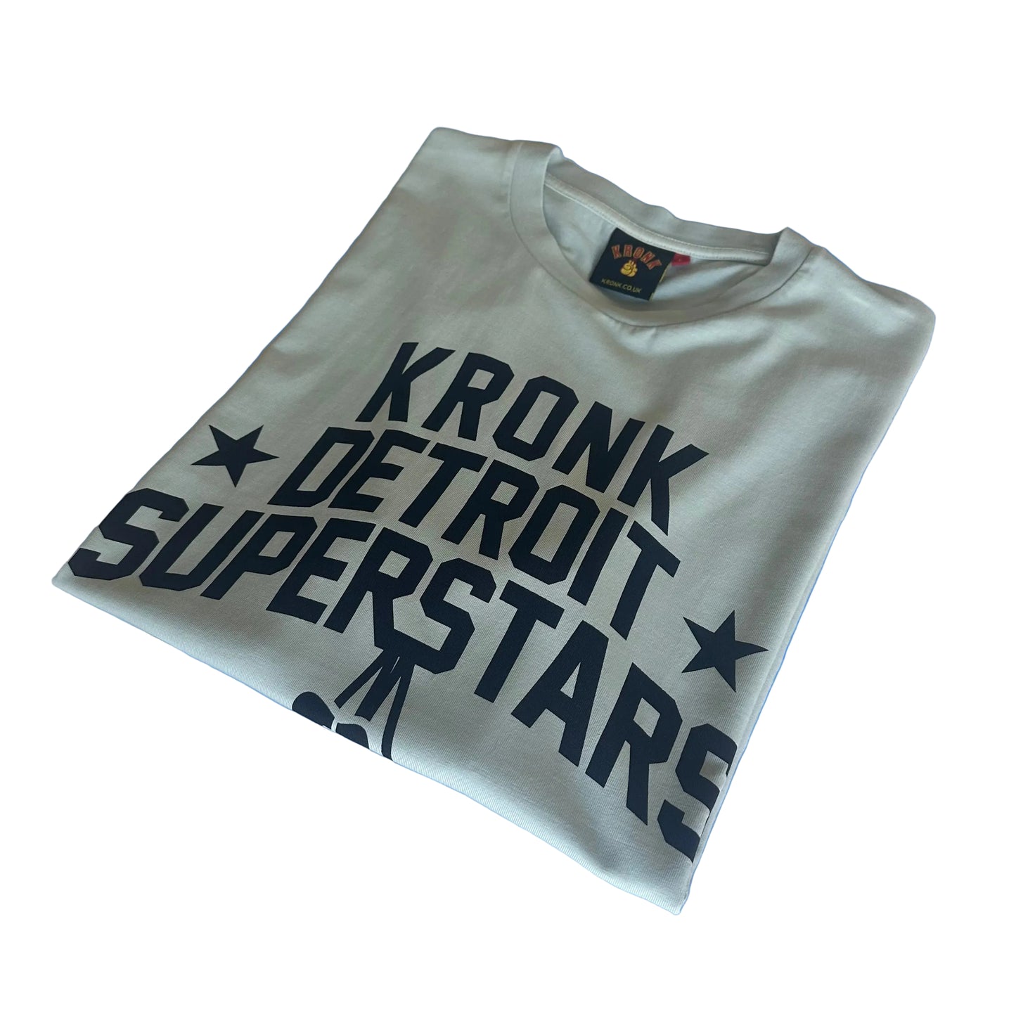 KRONK Detroit Superstars Loose Fit Vintage Wash T Shirt Pale Blue