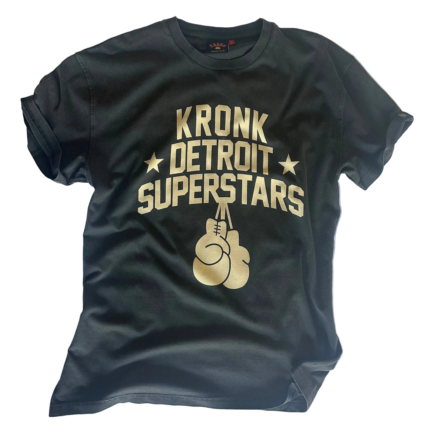 KRONK Detroit Superstars Loose Fit Vintage Wash T Shirt Charcoal