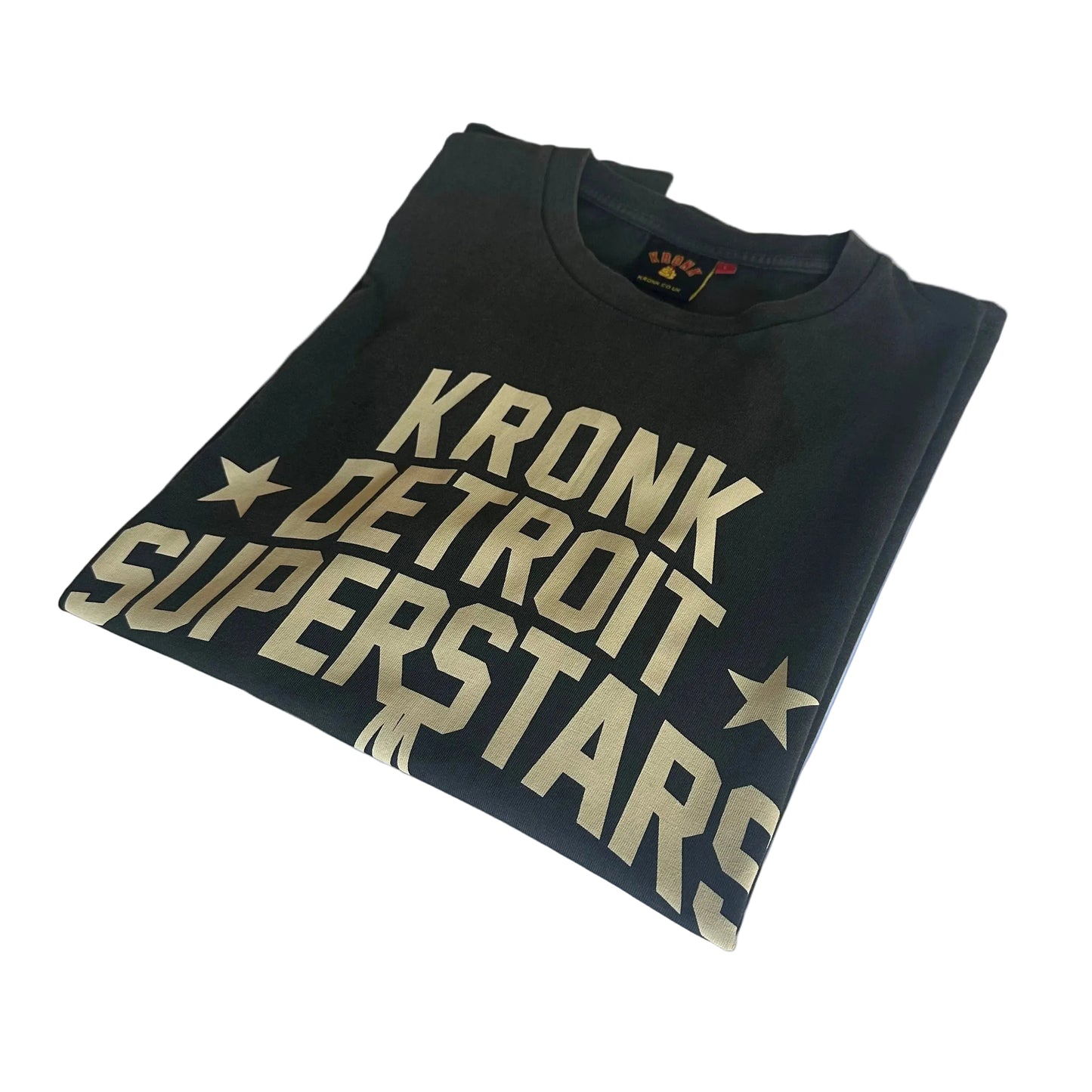 KRONK Detroit Superstars Loose Fit Vintage Wash T Shirt Charcoal