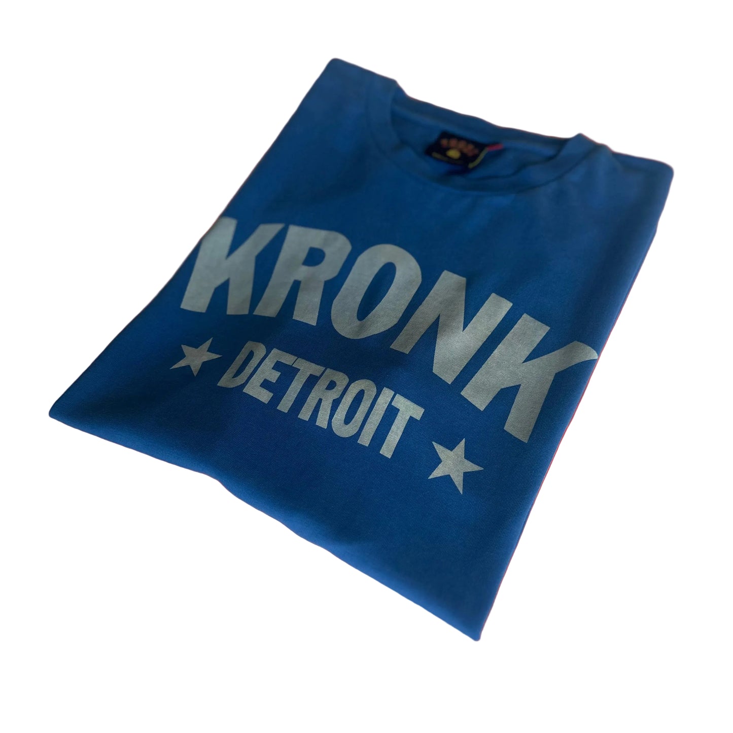 KRONK Detroit Stars Loose Fit Vintage Wash T Shirt Royal Blue