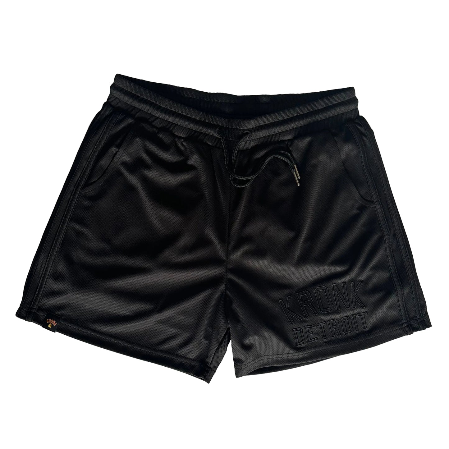 KRONK Iconic Detroit Applique Lined Shorts Black Stealth