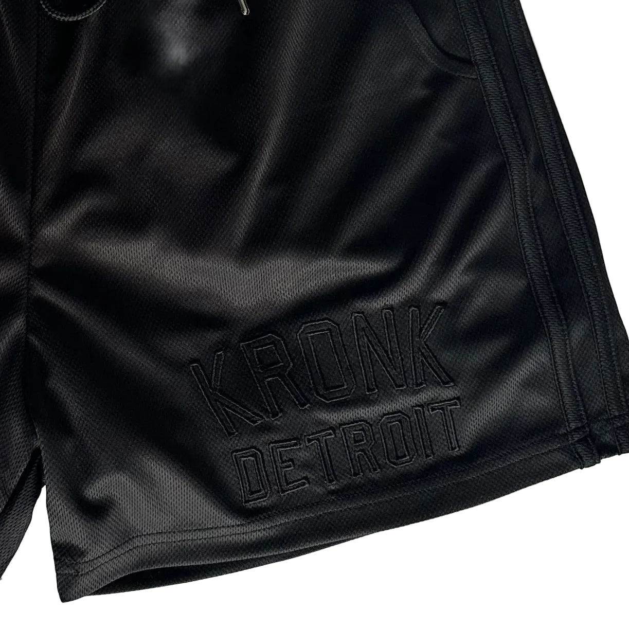 KRONK Iconic Detroit Applique Lined Shorts Black Stealth