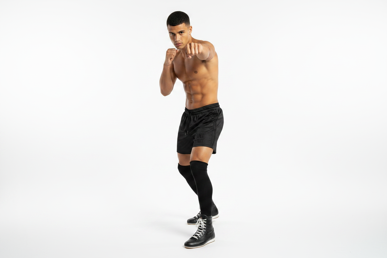 KRONK Iconic Detroit Applique Lined Shorts Black Stealth