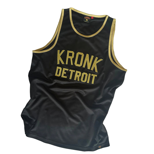 KRONK Iconic Detroit Applique Training Gym Vest Black & Gold
