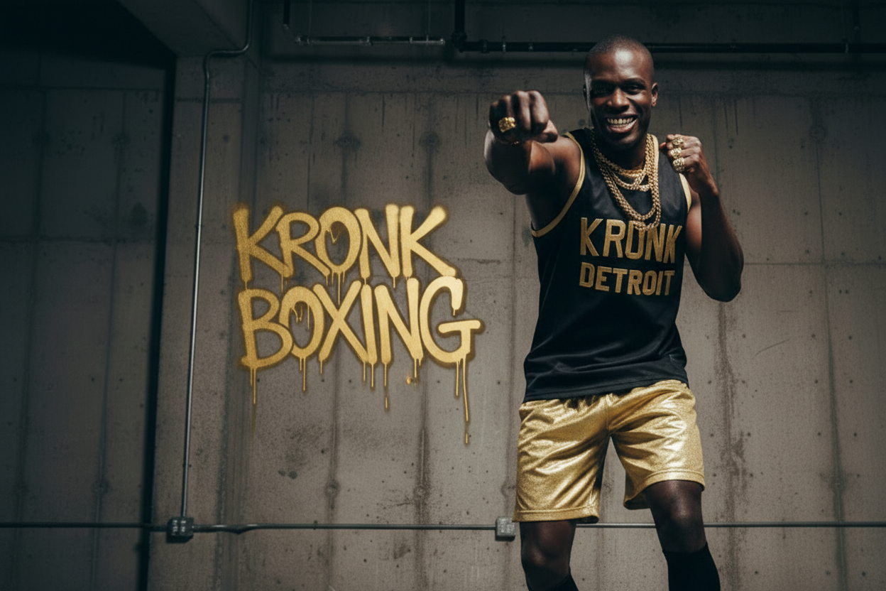 KRONK Iconic Detroit Applique Training Gym Vest Black & Gold