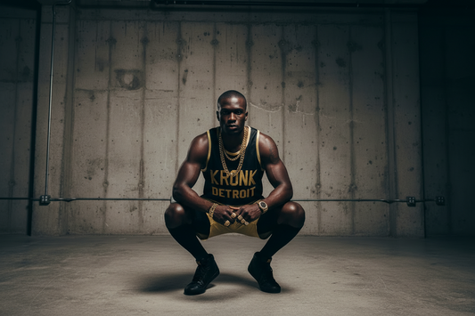 KRONK Iconic Detroit Applique Training Gym Vest Black & Gold