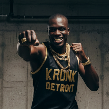 KRONK Iconic Detroit Applique Training Gym Vest Black & Gold