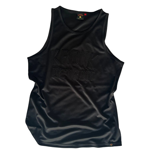 KRONK Iconic Detroit Applique Training Gym Vest Black Stealth