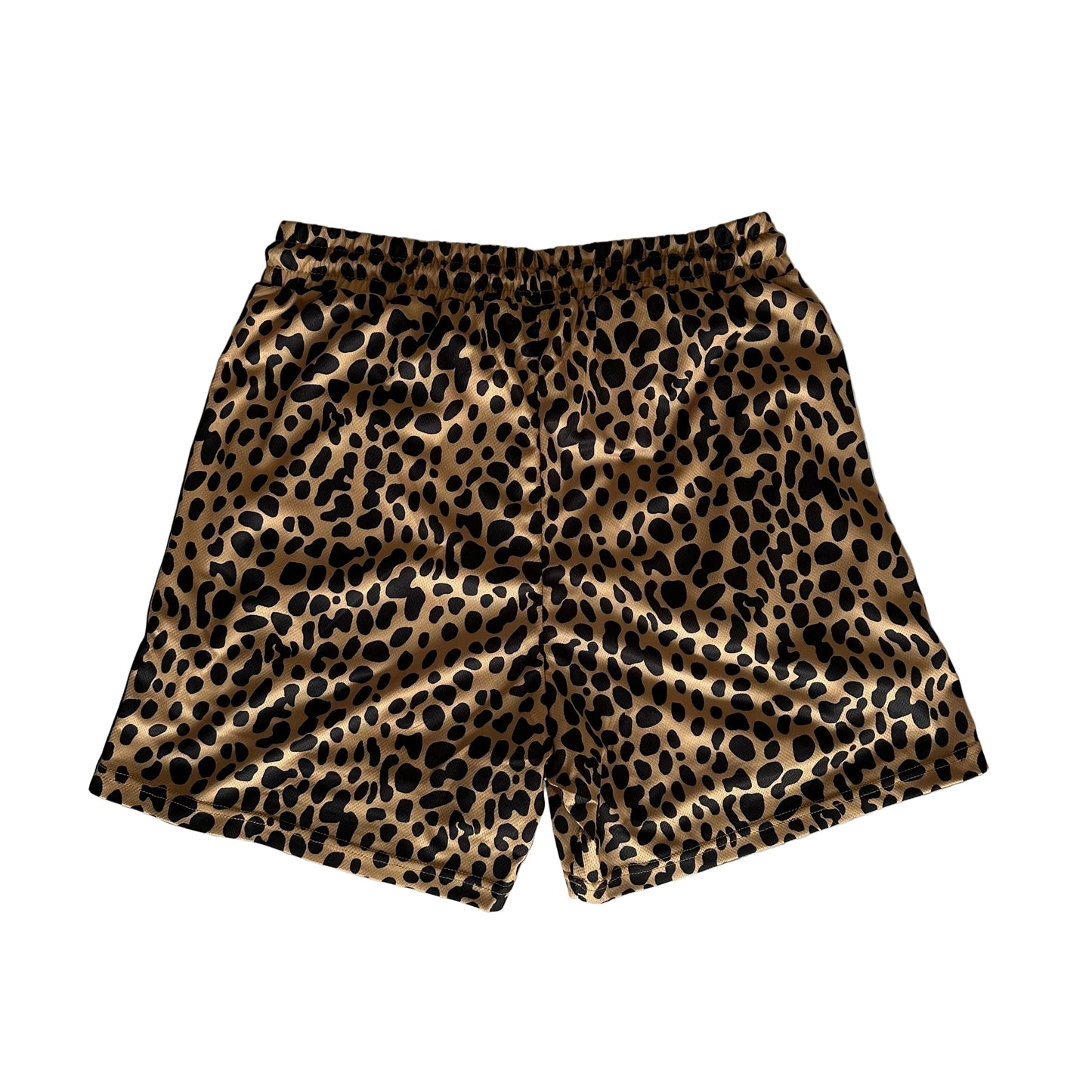 KRONK Iconic Detroit Applique Lined Gym Shorts Leopard Print Black
