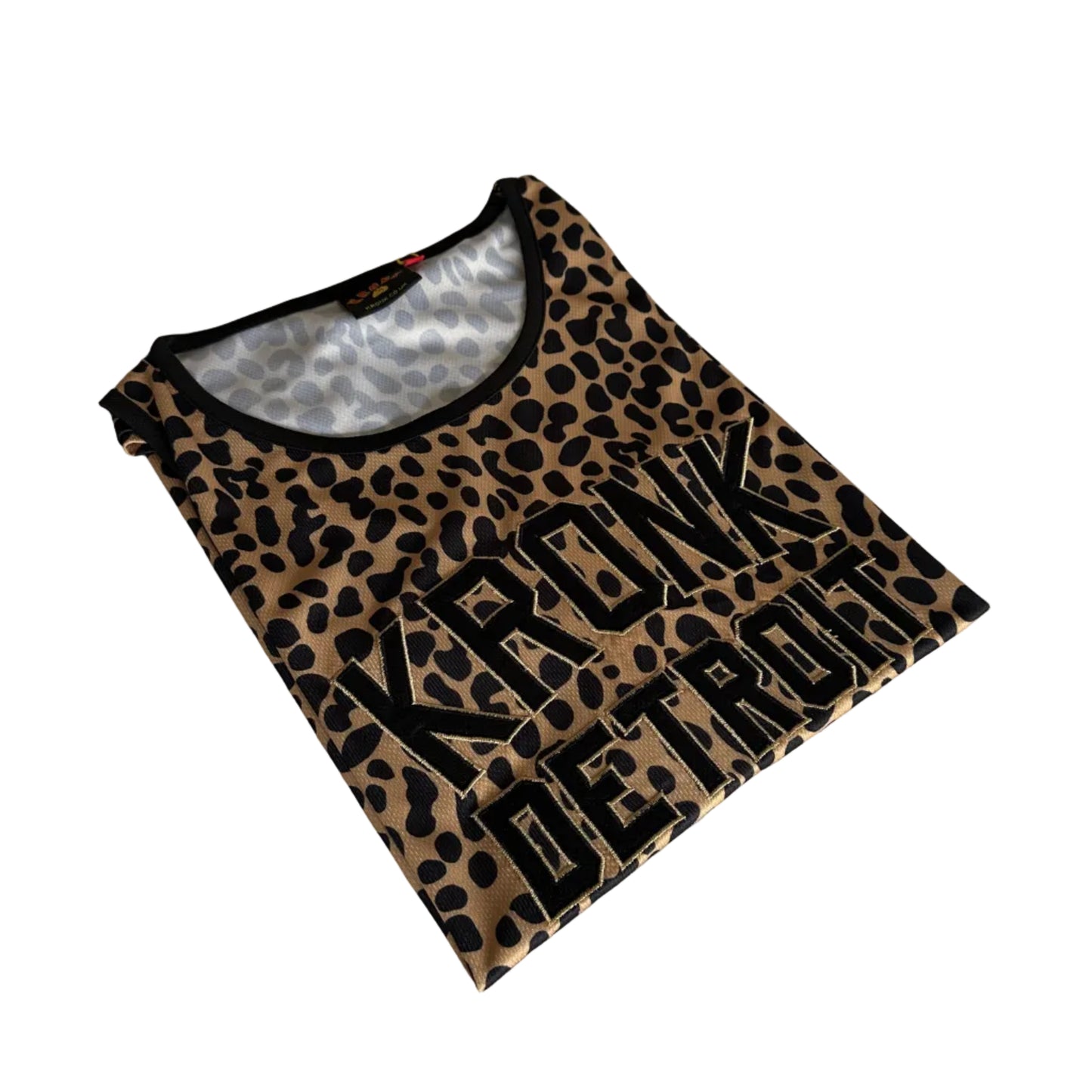 KRONKWOMEN Iconic Detroit Applique Training Gym Vest Leopard Print Black