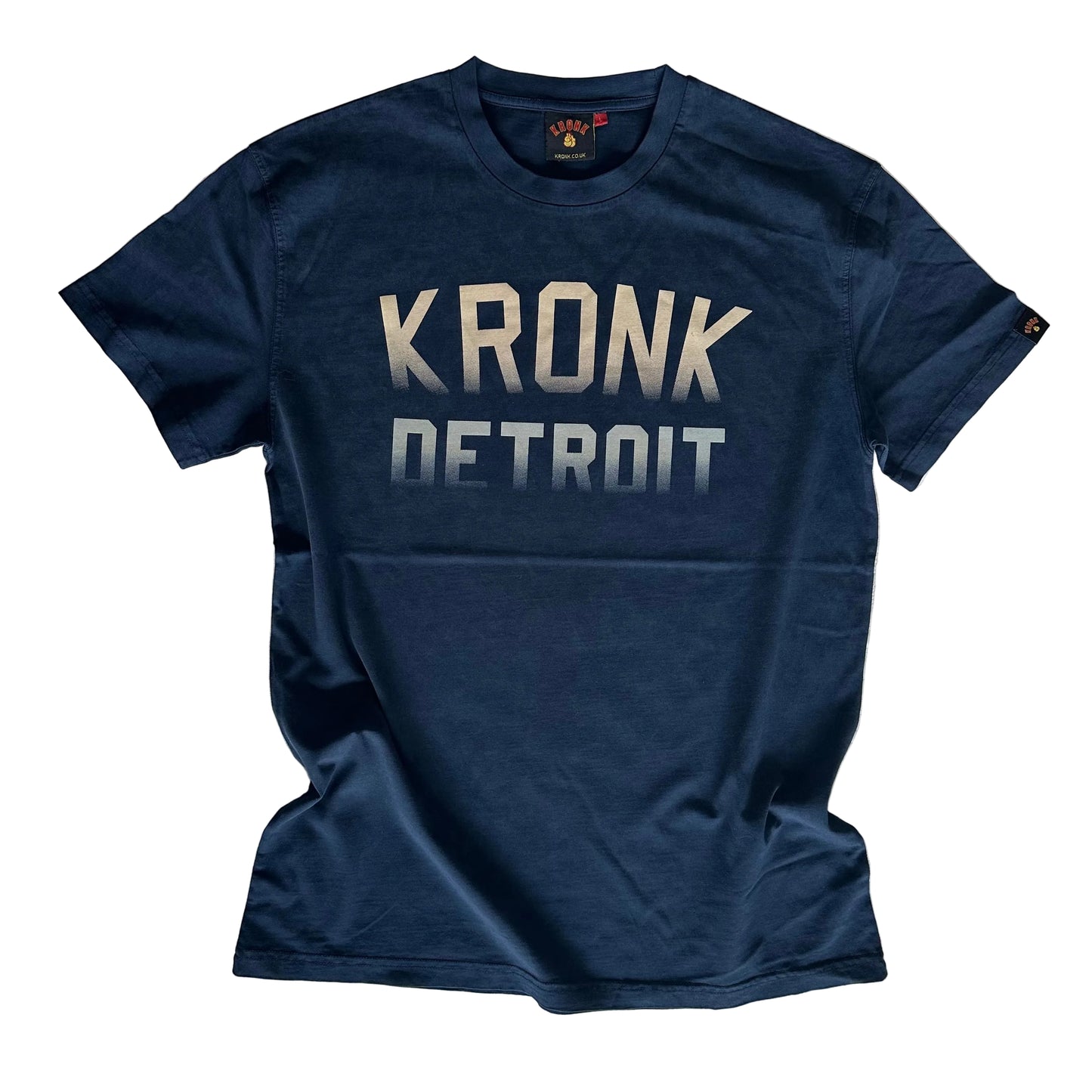 KRONKWOMEN Faded Iconic Detroit Loose Fit Vintage Wash T Shirt Navy