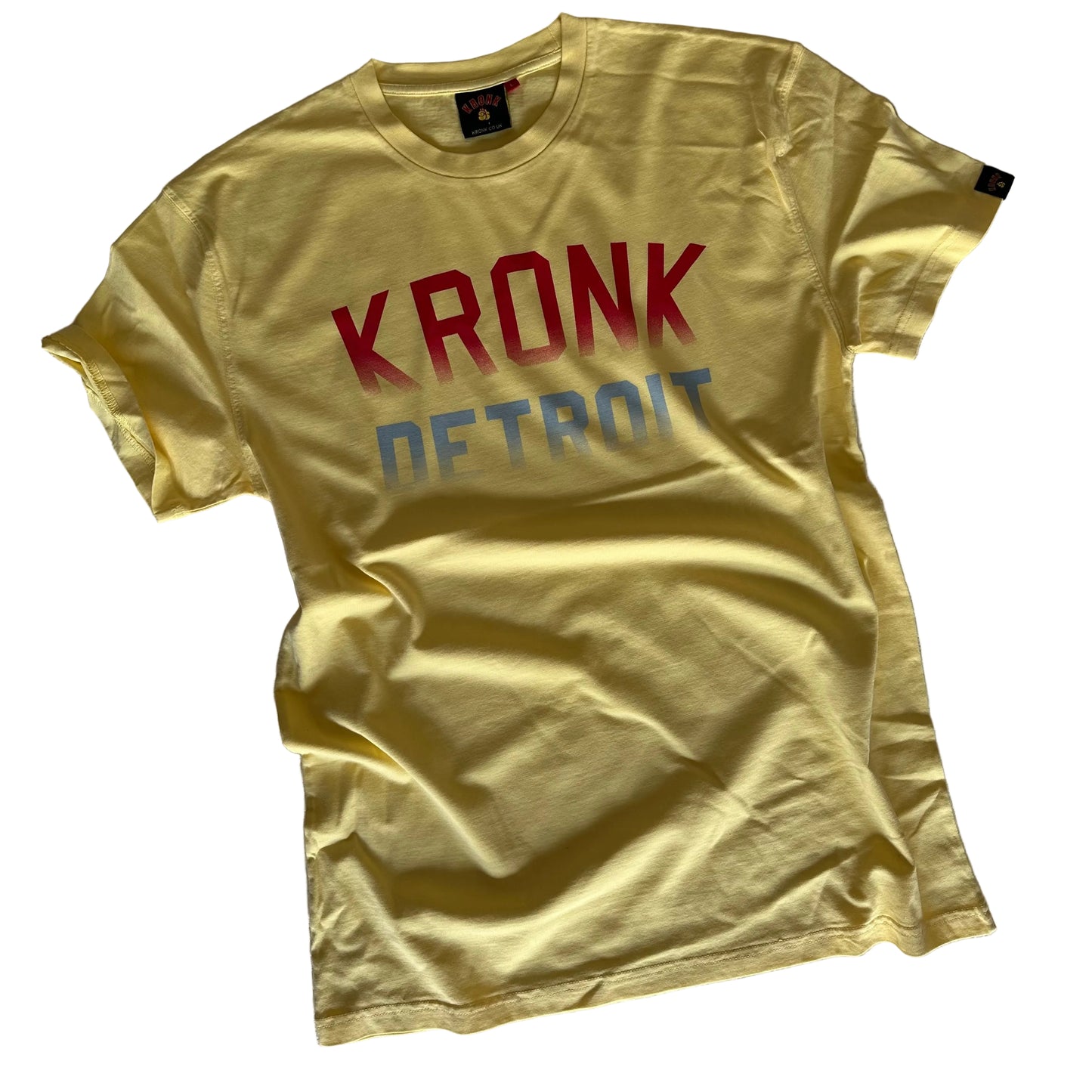 KRONK Faded Iconic Detroit Loose Fit Vintage Wash T Shirt Yellow