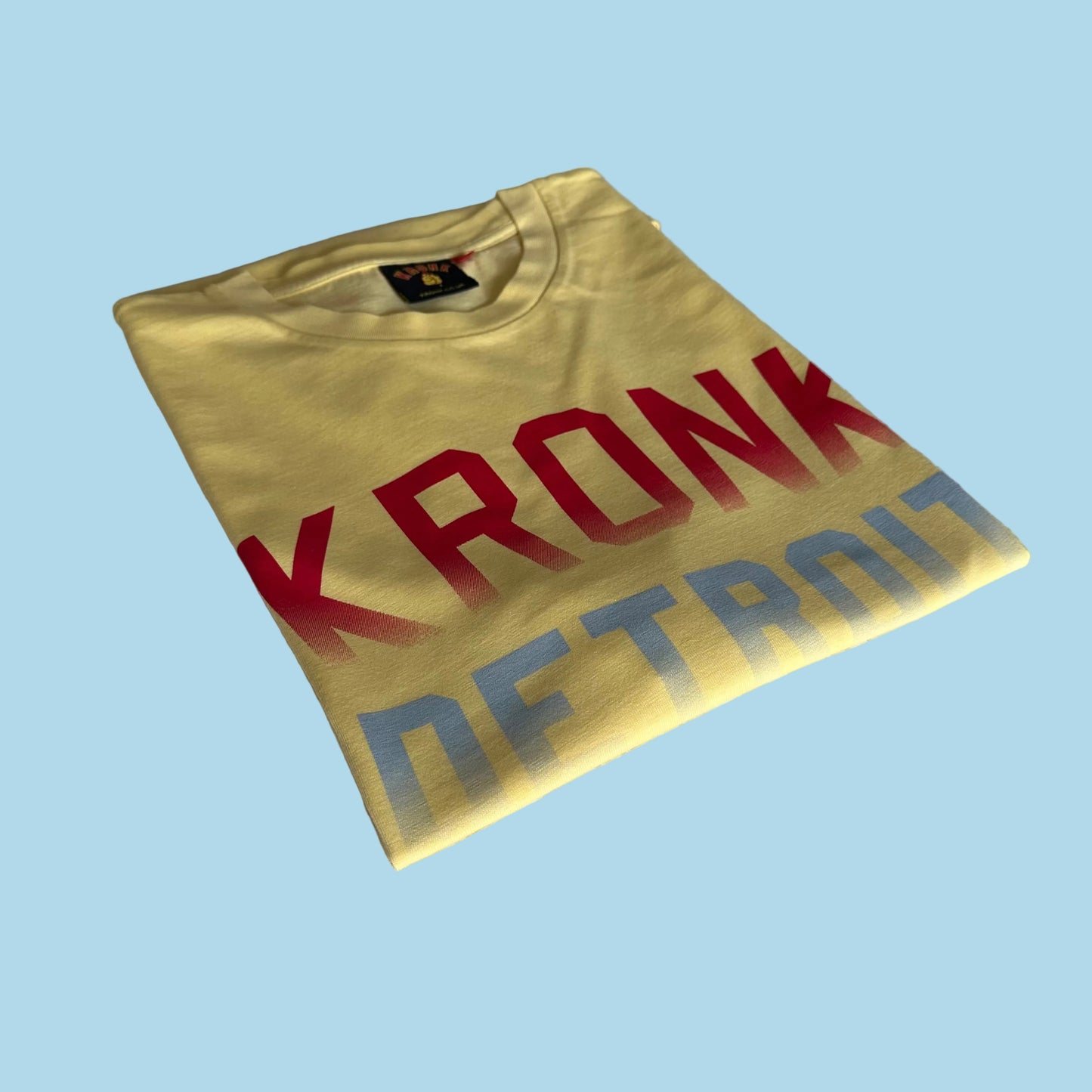 KRONK Faded Iconic Detroit Loose Fit Vintage Wash T Shirt Yellow