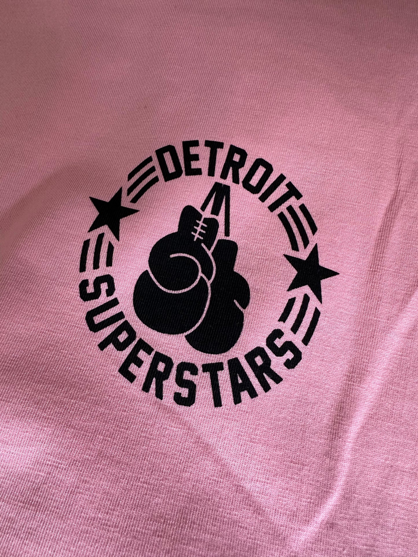 KRONKWOMEN Detroit Superstars Raw Edge Sleeveless Loose Fit Vintage Wash T Shirt Pink