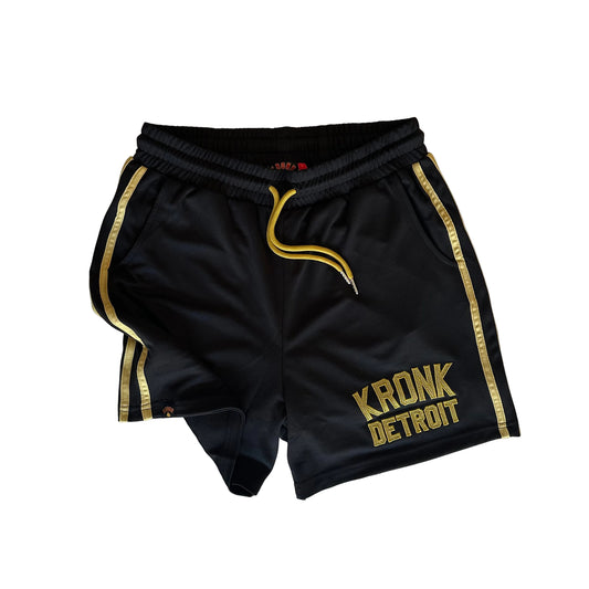KRONK Iconic Detroit Applique Lined Shorts Black & Gold