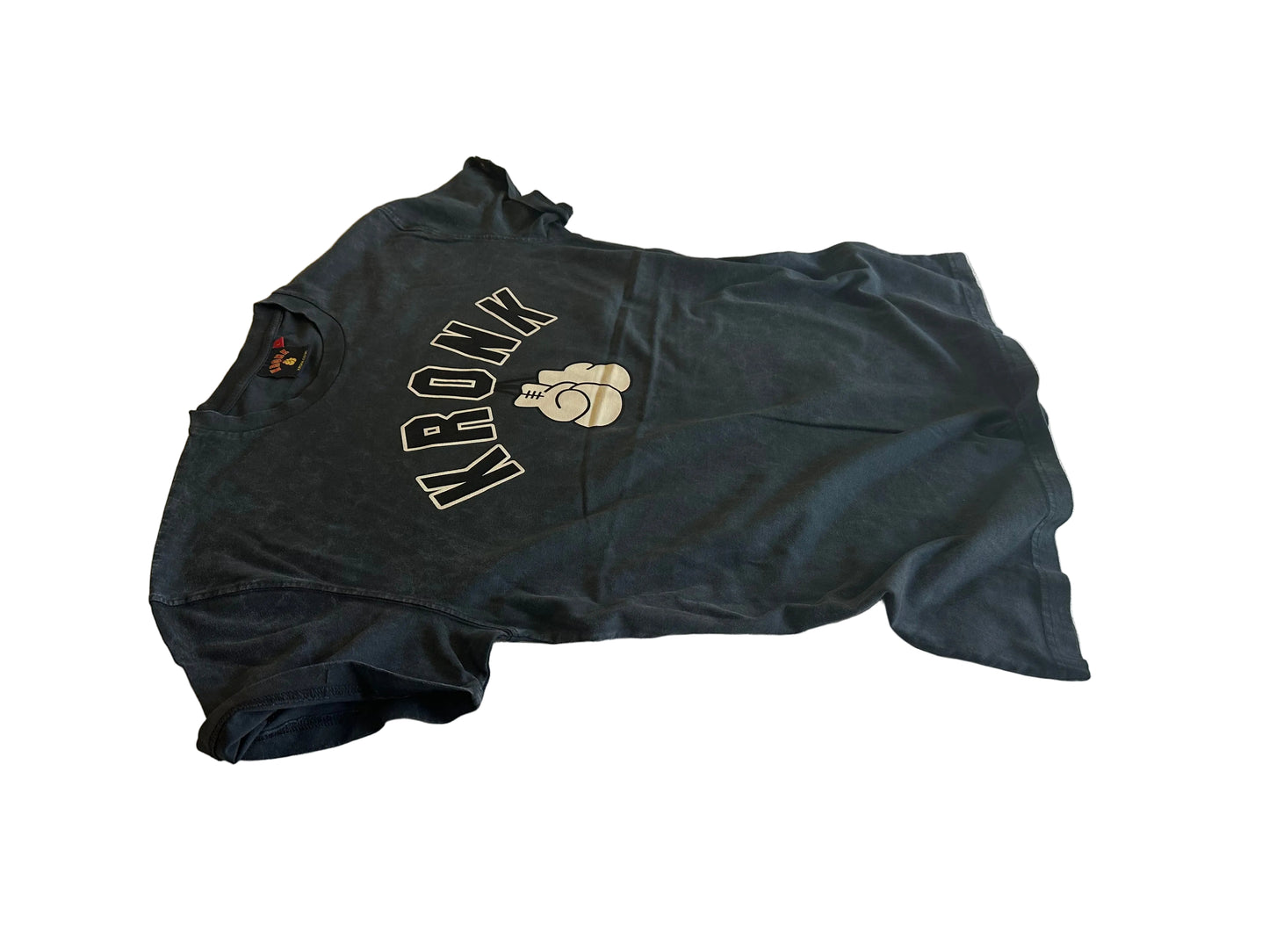 KRONKWOMEN Faded 2 Colour Gloves Loose Fit Vintage Wash T Shirt Charcoal