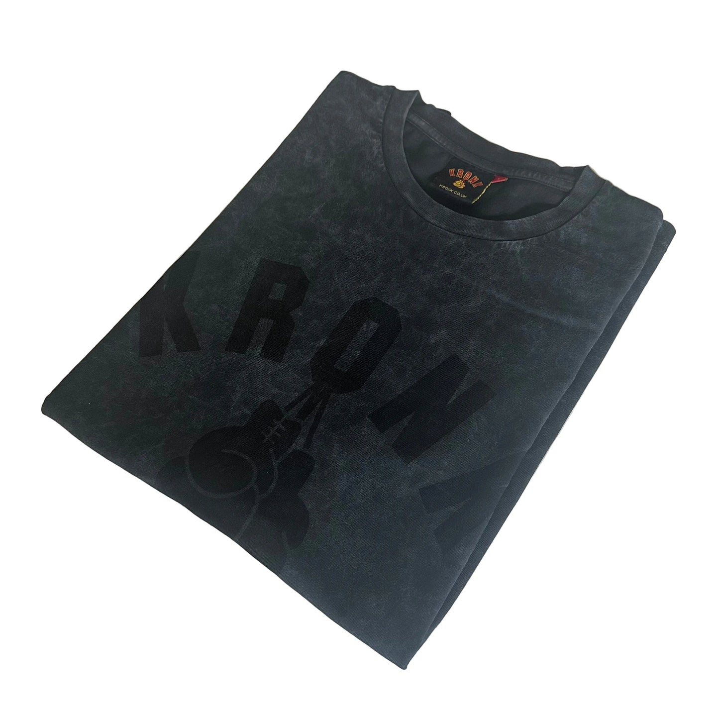KRONK Faded G Raw Edge Sleeveless Loose Fit Authentic Wash T Shirt Charcoal