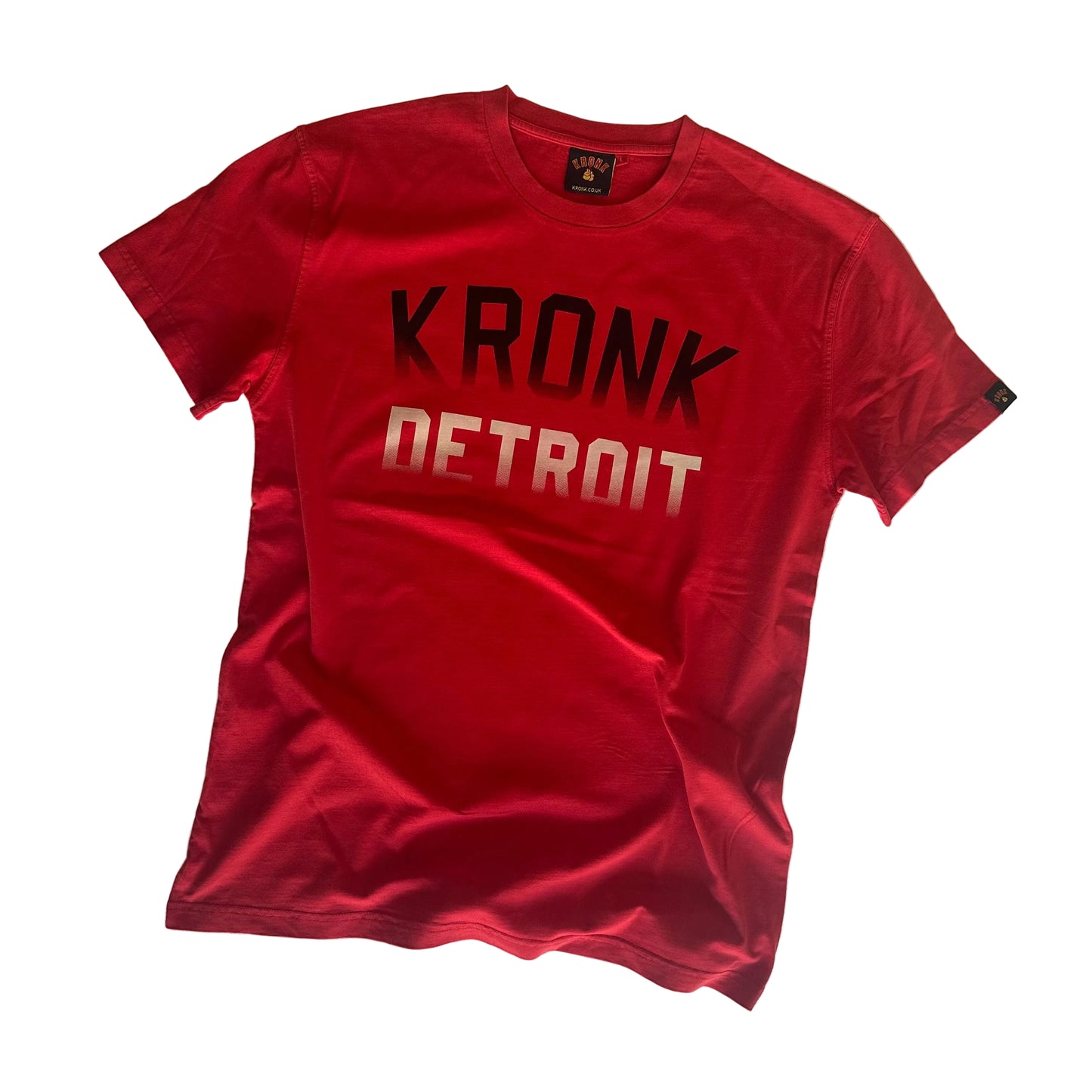 KRONK Faded Iconic Detroit Loose Fit Vintage Wash T Shirt Red