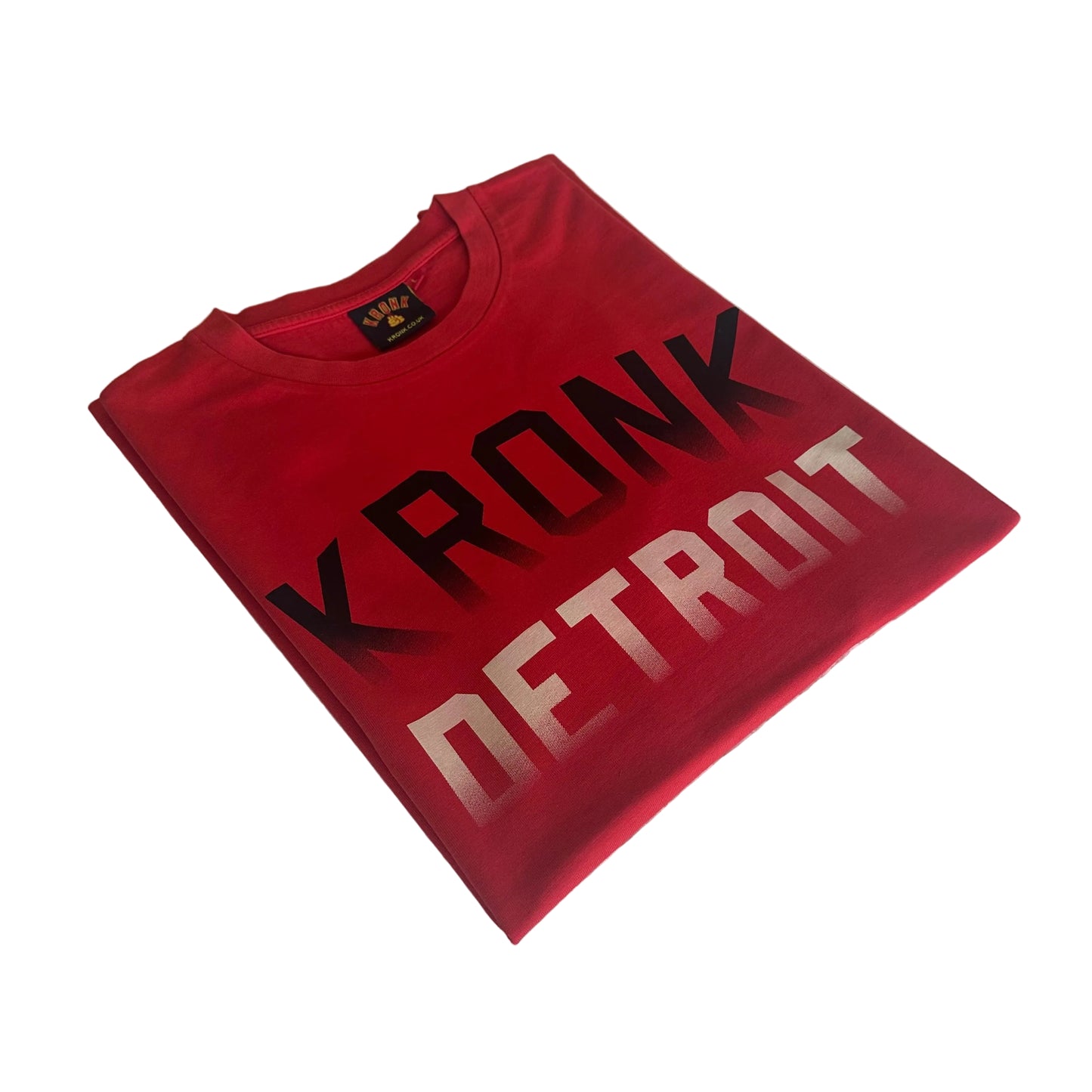 KRONK Faded Iconic Detroit Loose Fit Vintage Wash T Shirt Red