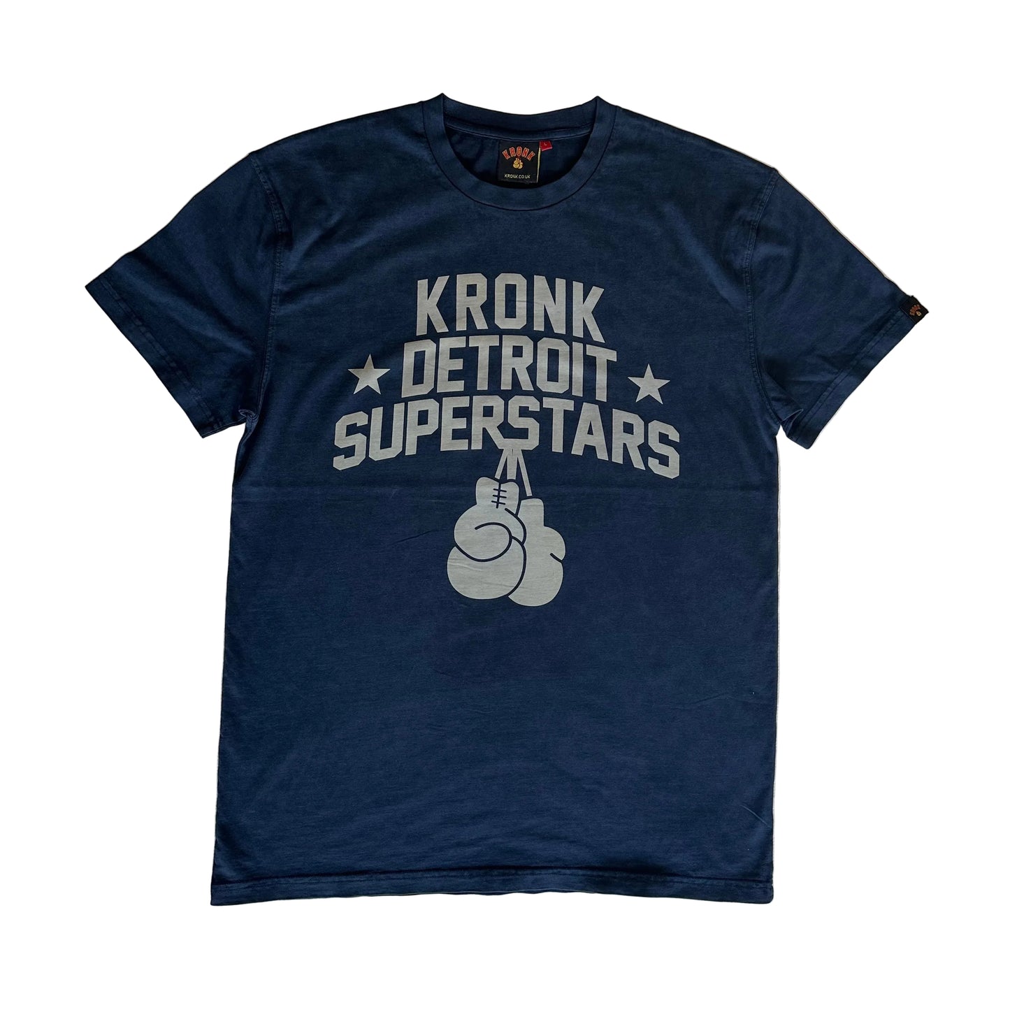 KRONK Detroit Superstars Loose Fit Vintage Wash T Shirt Navy