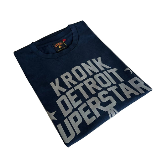 KRONK Detroit Superstars Loose Fit Vintage Wash T Shirt Navy