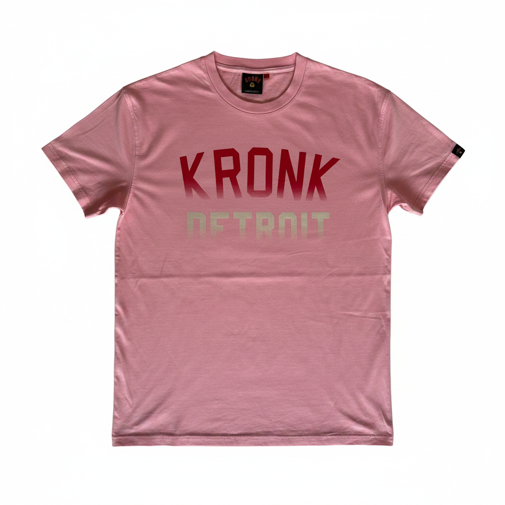 KRONKWOMEN Faded Iconic Detroit Loose Fit Vintage Wash T Shirt Pink