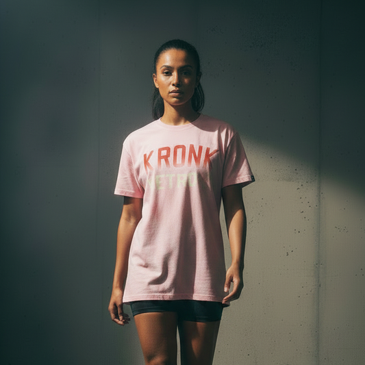 KRONKWOMEN Faded Iconic Detroit Loose Fit Vintage Wash T Shirt Pink