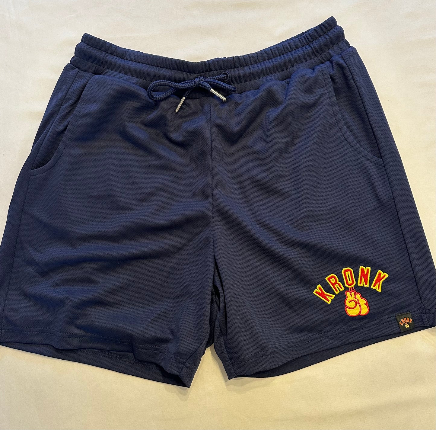 KRONK Gloves Applique Lined Gym Shorts Navy
