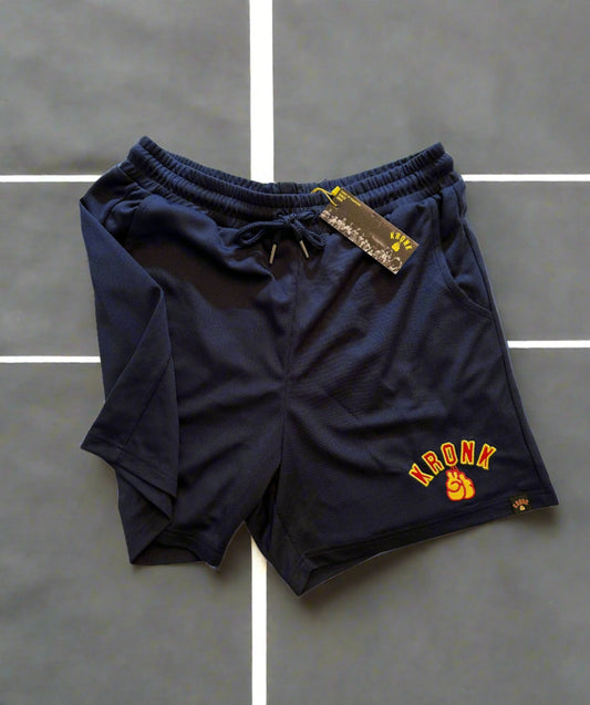 KRONK Gloves Applique Lined Gym Shorts Navy