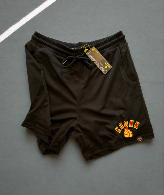 KRONK Gloves Applique Lined Gym Shorts Black