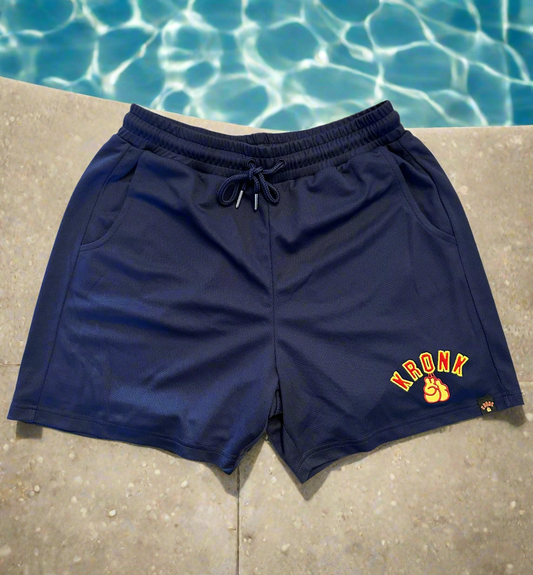 KRONK Gloves Applique Lined Gym Shorts Navy