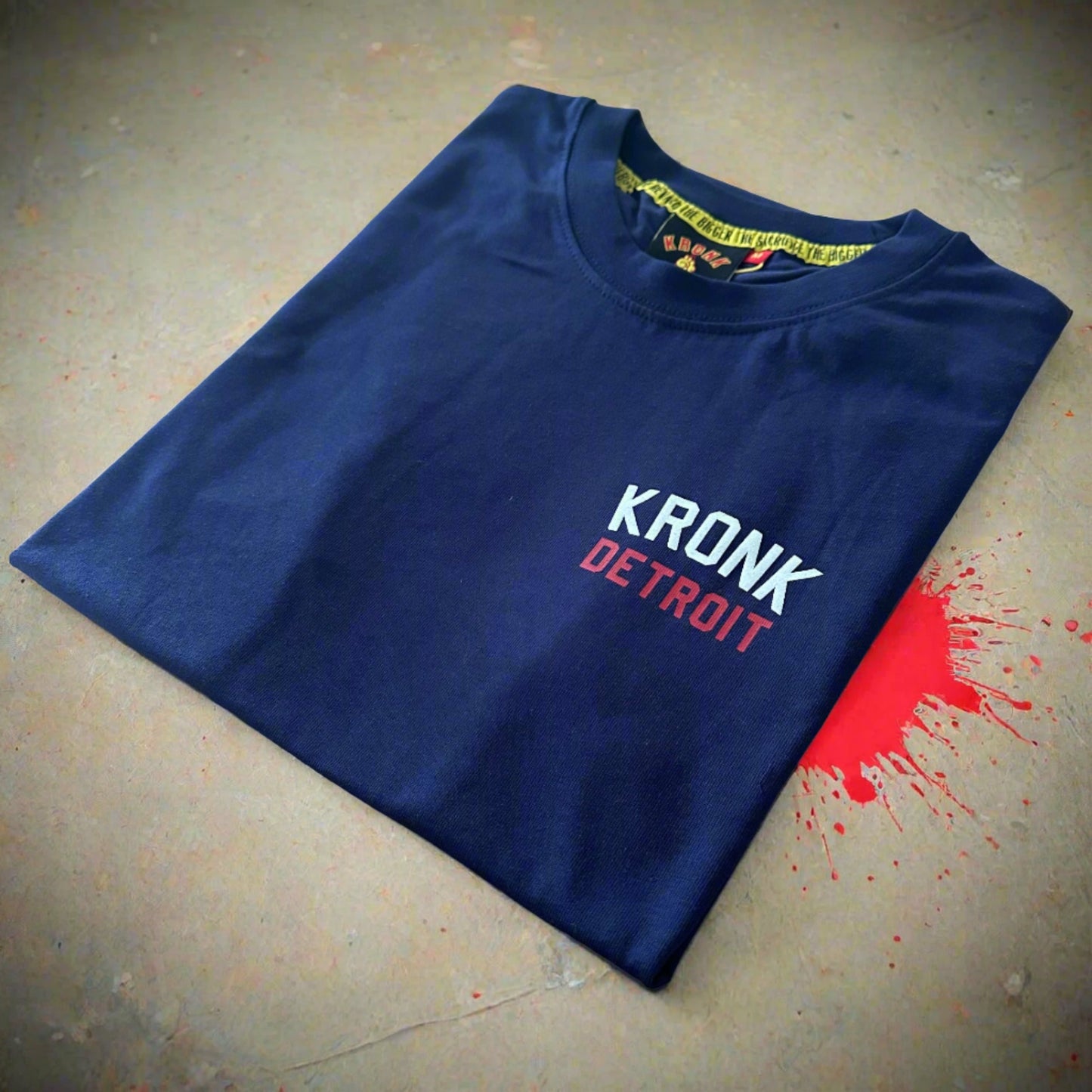 KRONK Iconic Detroit x Turn Up The Heat Regular Fit T Shirt Navy