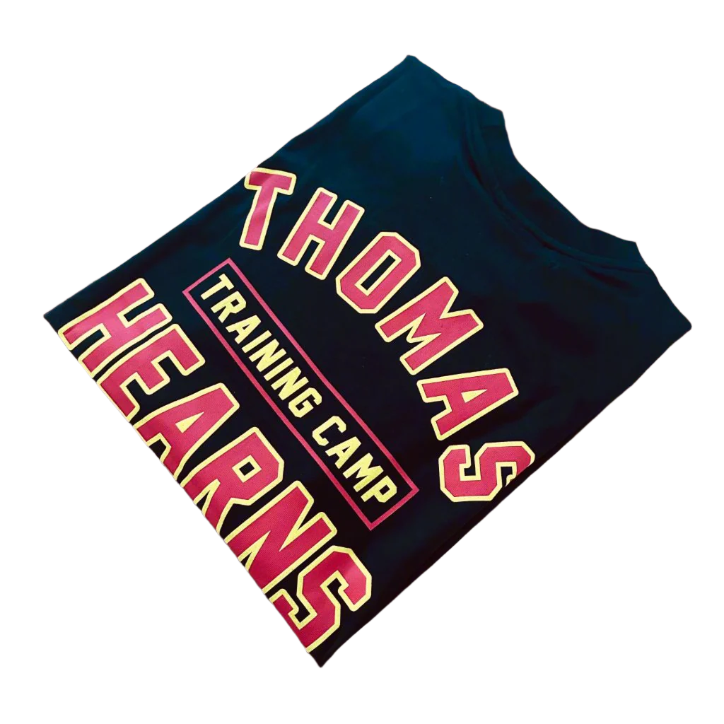 KRONK Thomas Hearns Training Camp Regular Fit T Shirt Black - Red & Yellow print