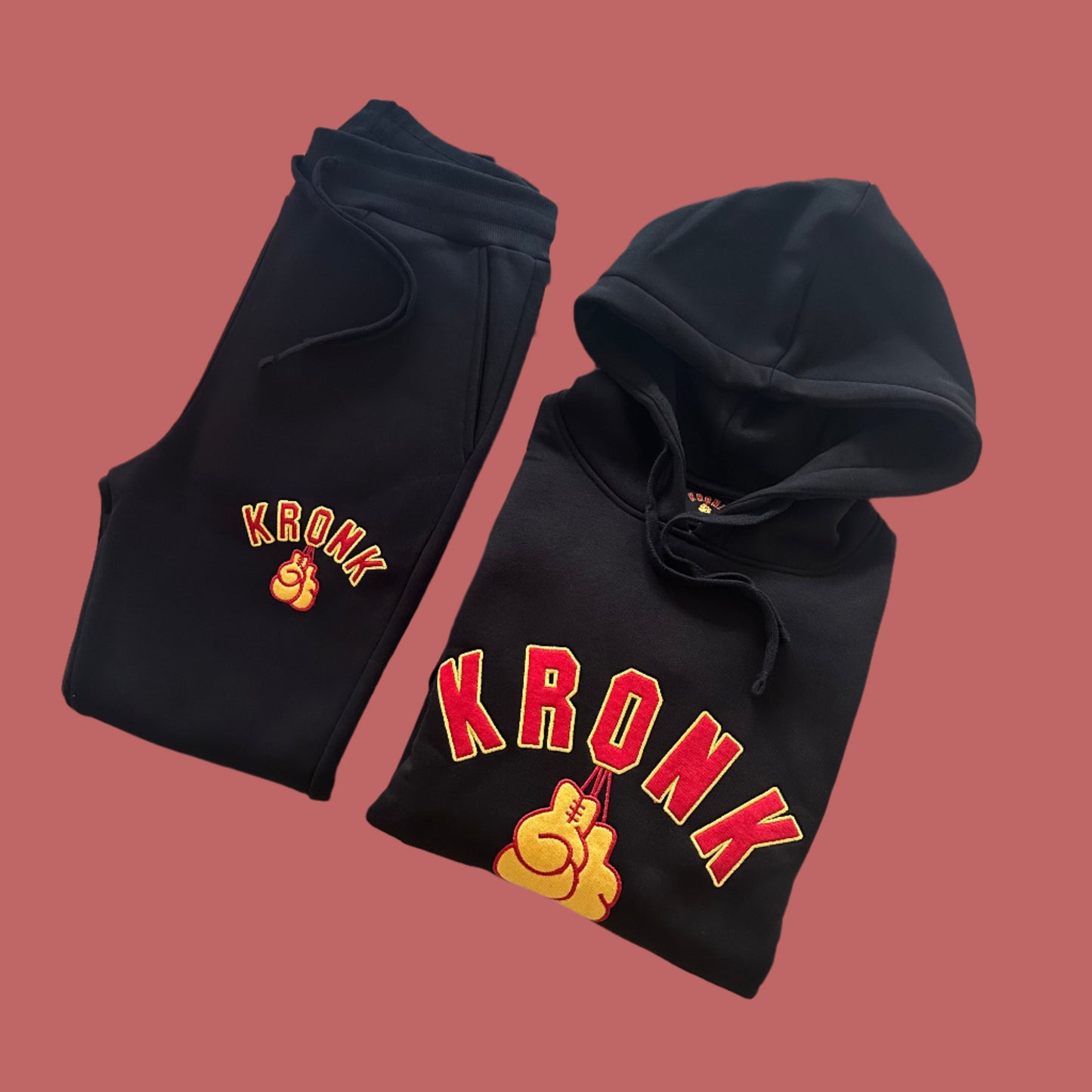 KRONK Gloves Applique Joggers Athletic Fit Black