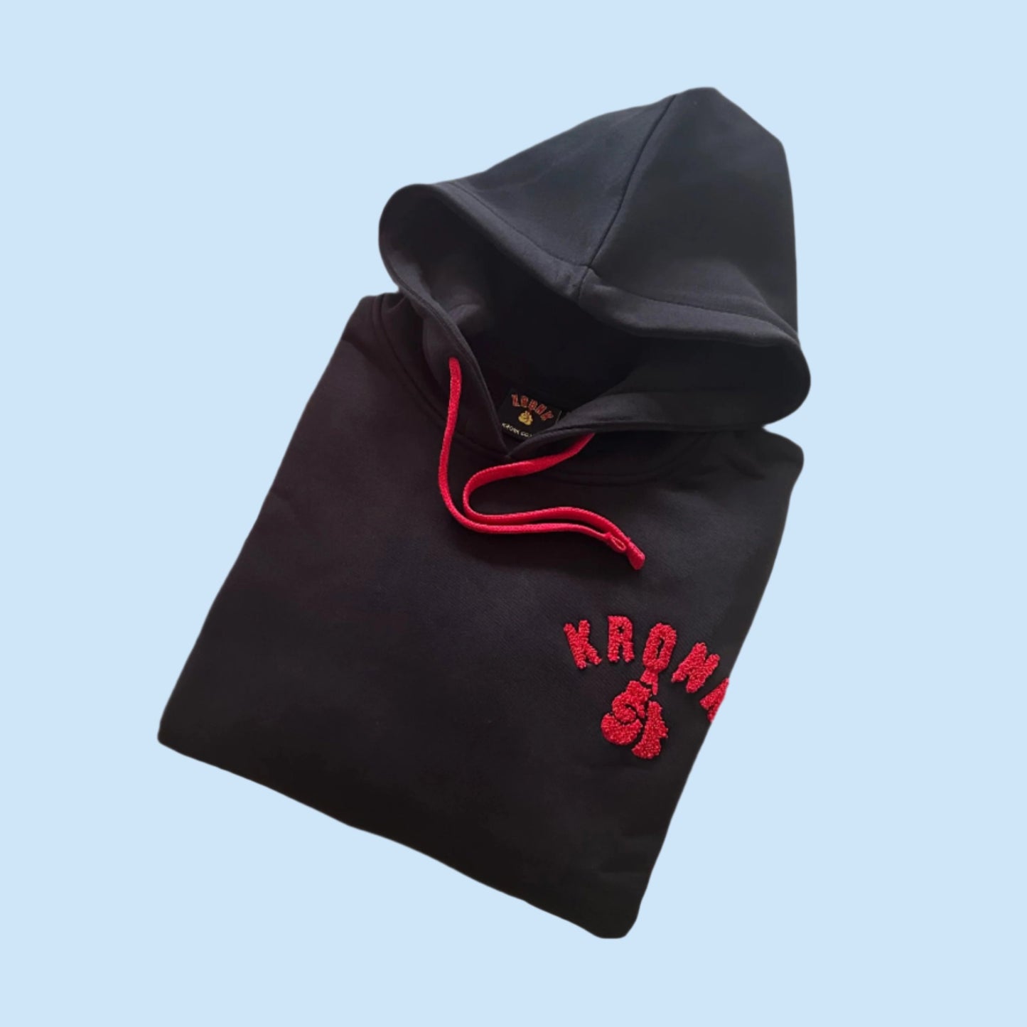 KRONK Boxing Team Towelling Applique Hoodie Loose Fit Black