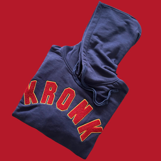 KRONK WAR Towelling Applique Hoodie Loose Fit Navy