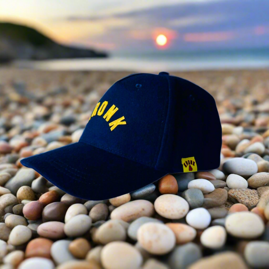 KRONK Collegiate Felt Cap: Navy with Yellow Felt Embroidery