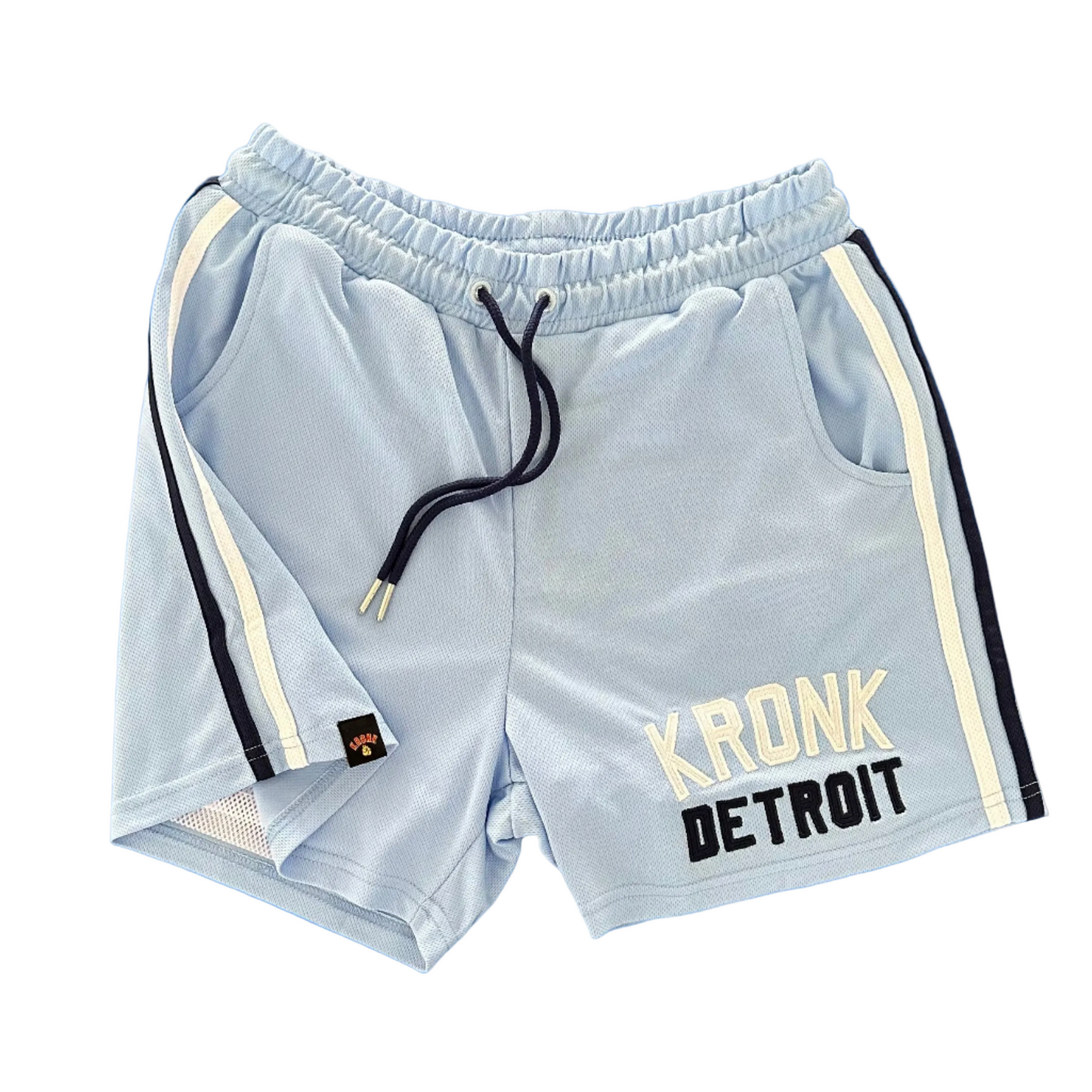 KRONK Iconic Detroit Applique Lined Shorts Sky Blue