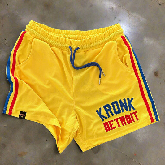 KRONK Iconic Detroit Applique Lined Shorts Yellow