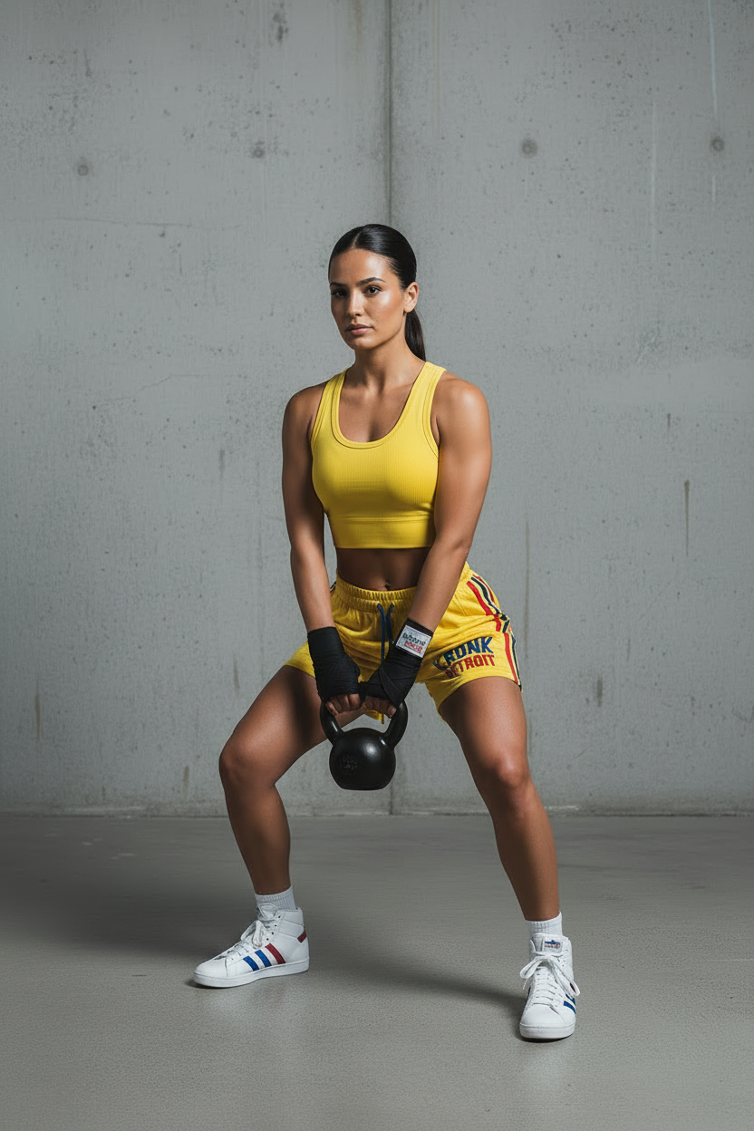 KRONKWOMEN Iconic Detroit Applique Lined Shorts Yellow
