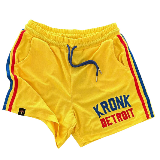 KRONK Iconic Detroit Applique Lined Shorts Yellow